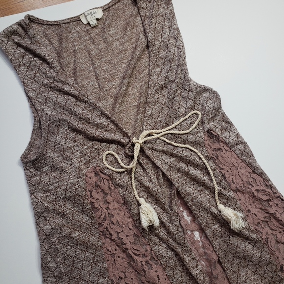 Umgee Sweaters - Umgee Lace Detail Tassel Duster